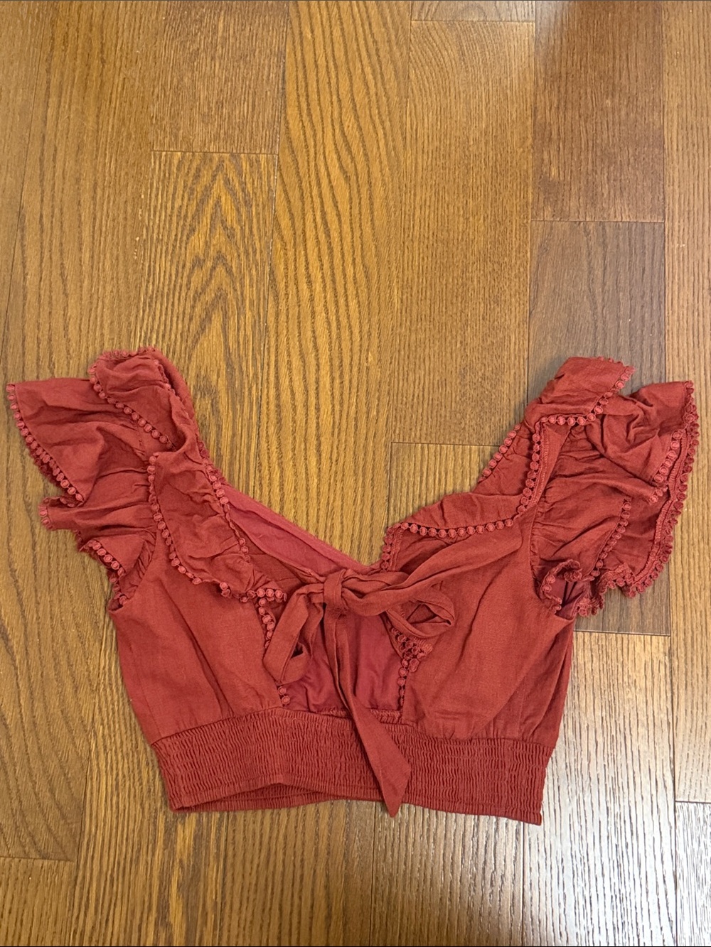 Express Rust Red Ruffle Two-Piece Dress Set - Picture 4 of 4